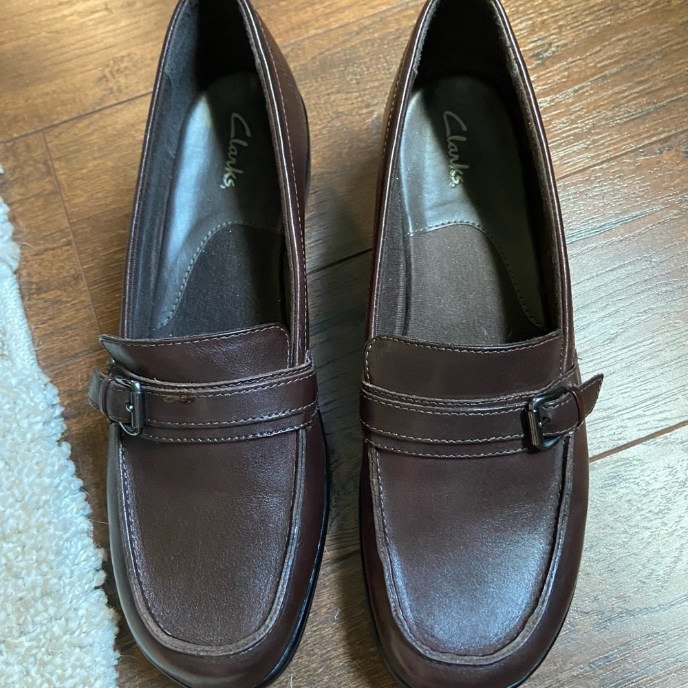 Clarks Leather Brown Slip-on Shoes